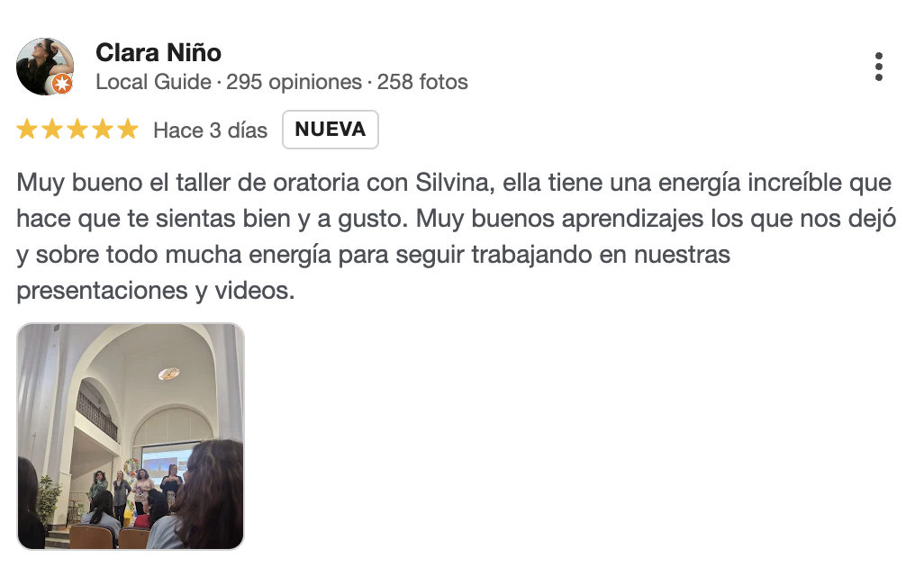 Testimonio Talleres Presenciales Málaga Silvina Hood