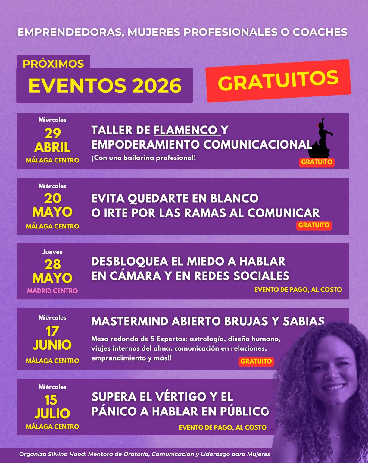 Talleres experienciales Málaga por Silvina Hood 2026